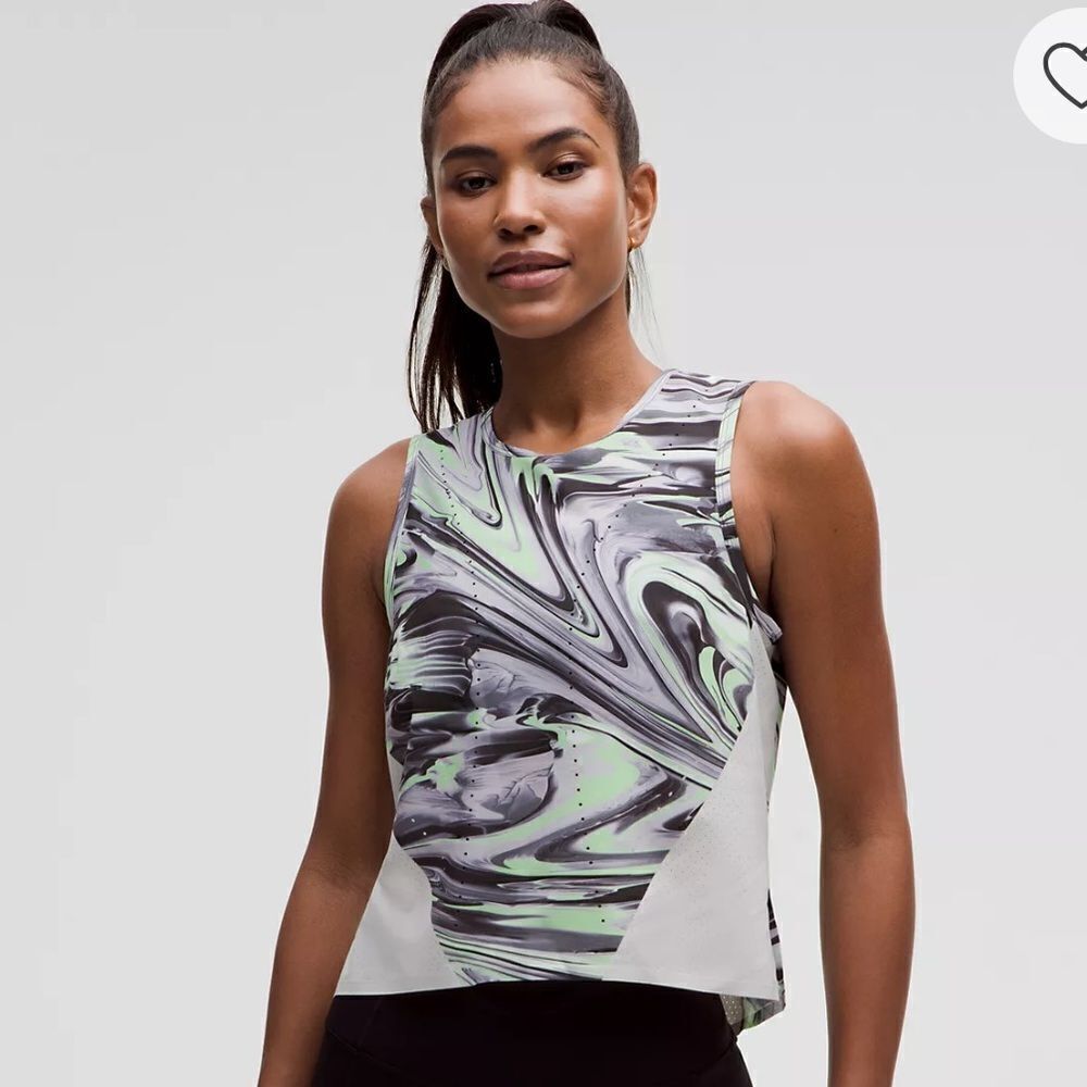 Lululemon Swift Ventilated Running Tank Top Green Black